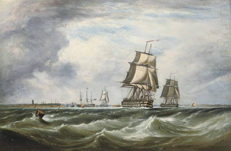 Ebenezer Colls A Royal Naval Squadron running out of Portsmouth china oil painting image